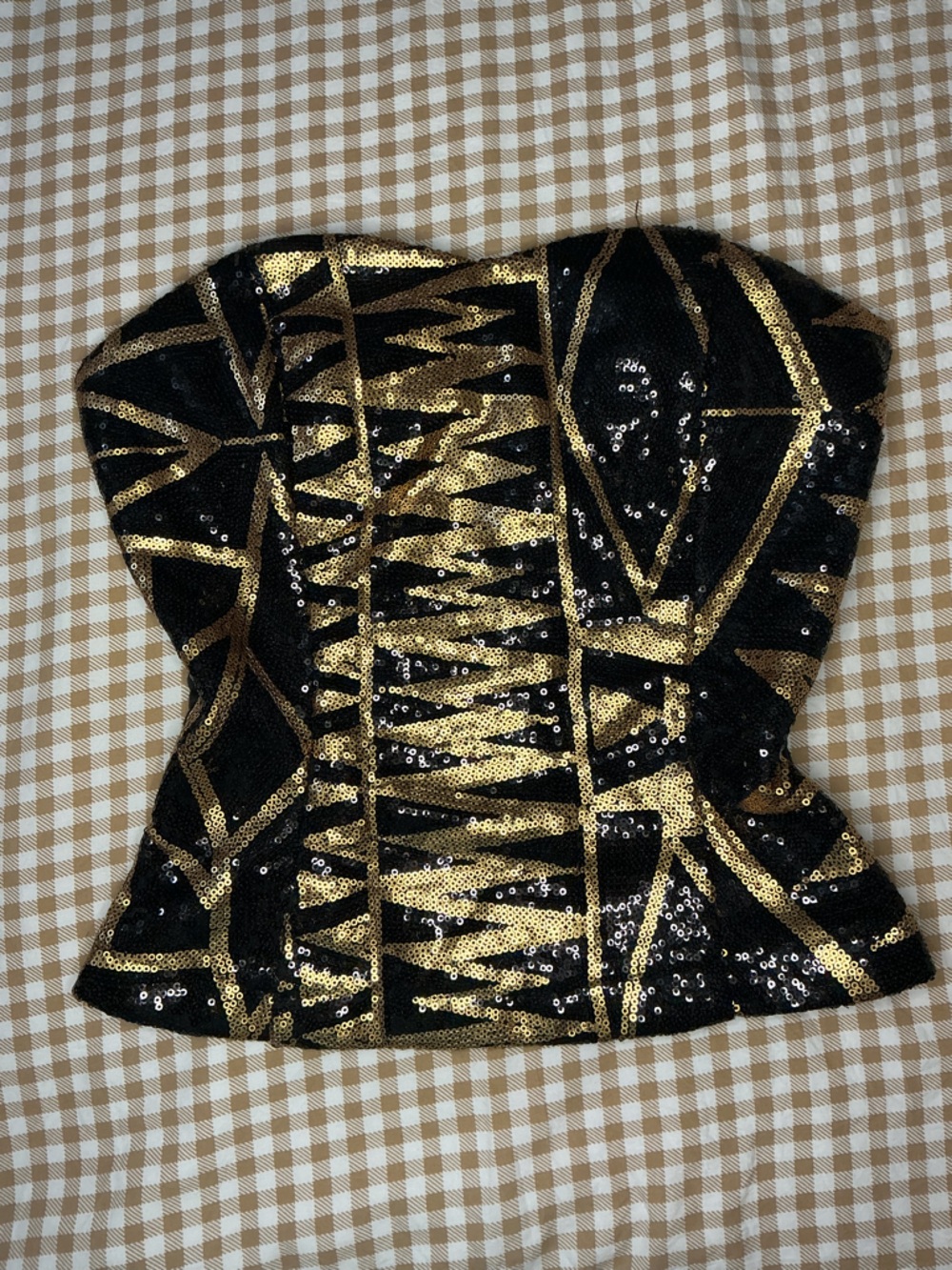Party Corset Top Body Central Women’s Medium Black Gold Sleeveless